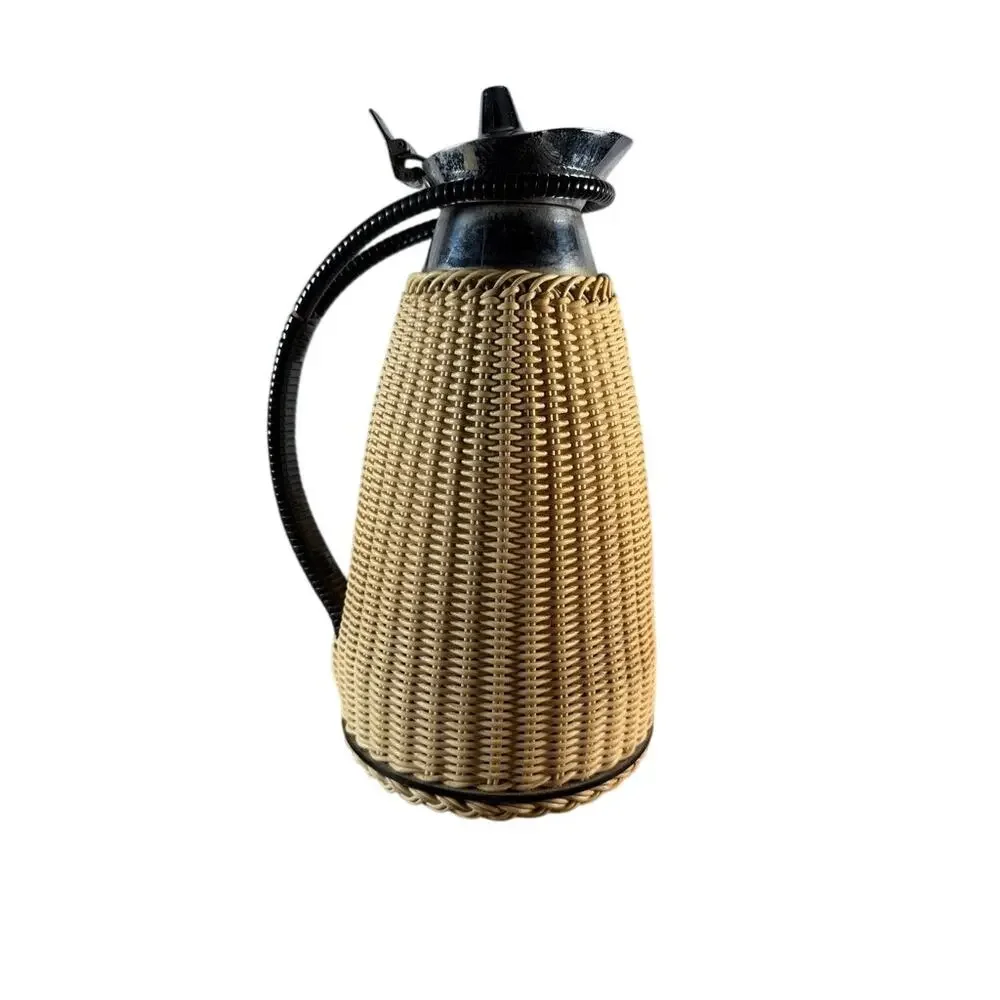 Vintage Alfi Wicker Rattan Thermal Carafe - Mid Century Modern German